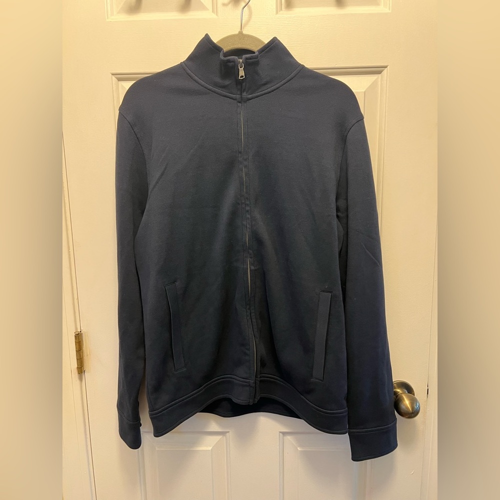 Banana Republic Men's Dark Blue Zip-Up Sweater
